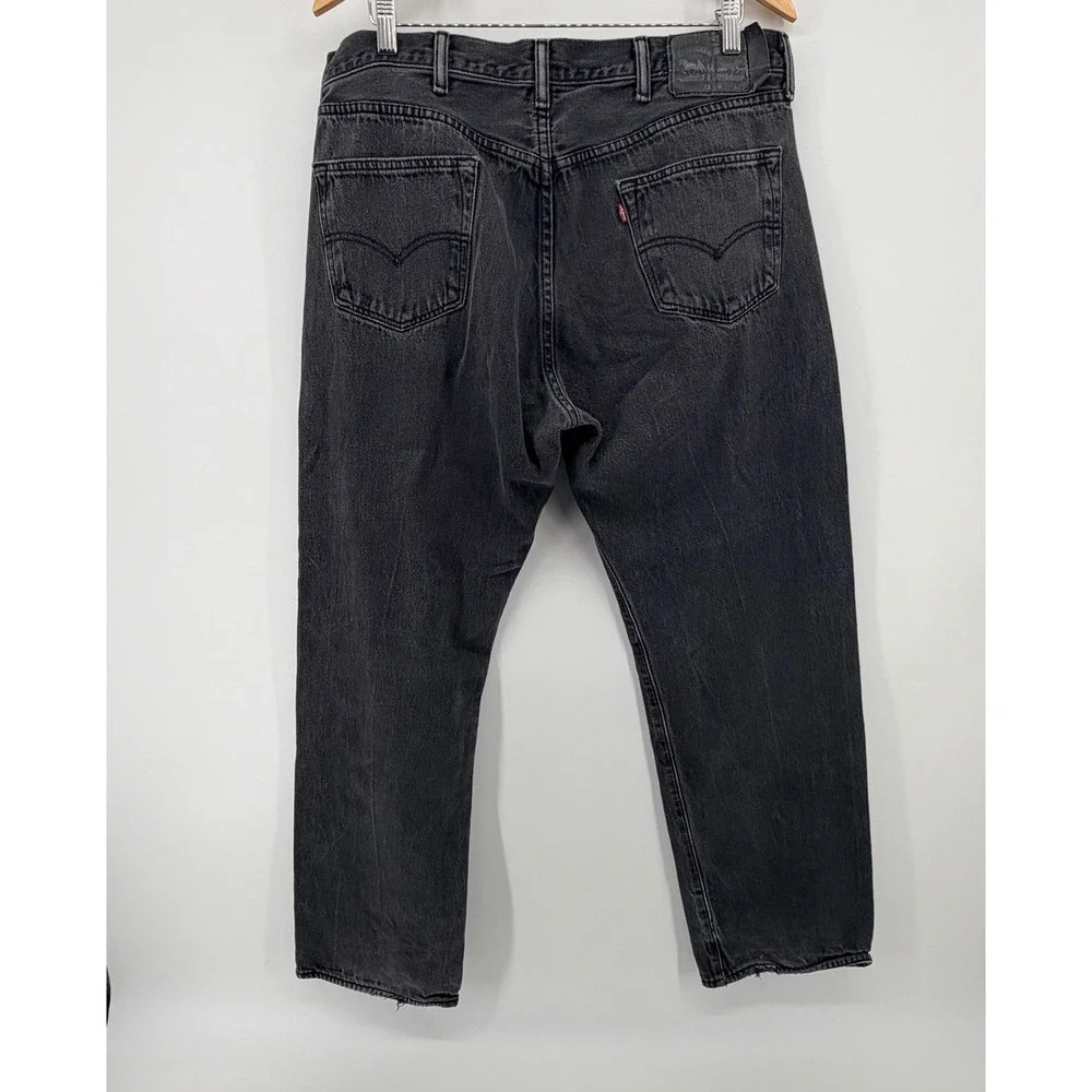 Levis 501 Original Fit‎ Jeans 38x32 Faded Black Straight Leg Denim Mens